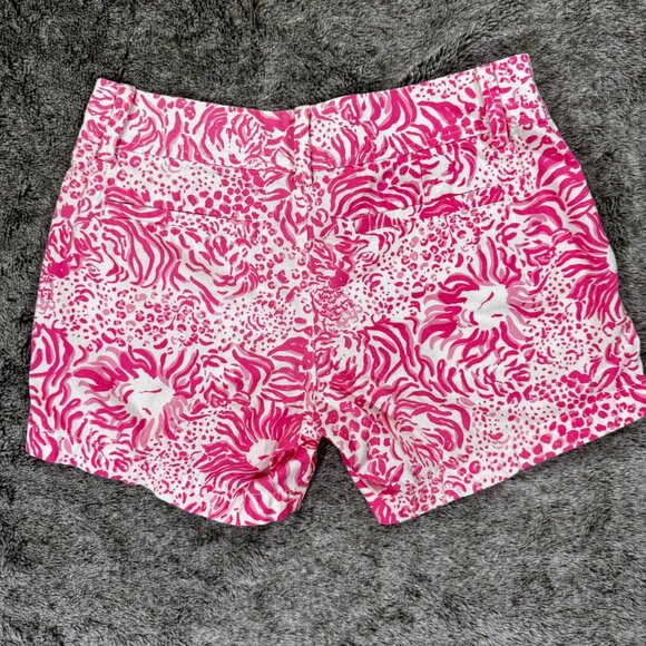 Lilly Pulitzer Callahan Short Sz 0 Pink And White Lion 5" - Picture 8 of 9